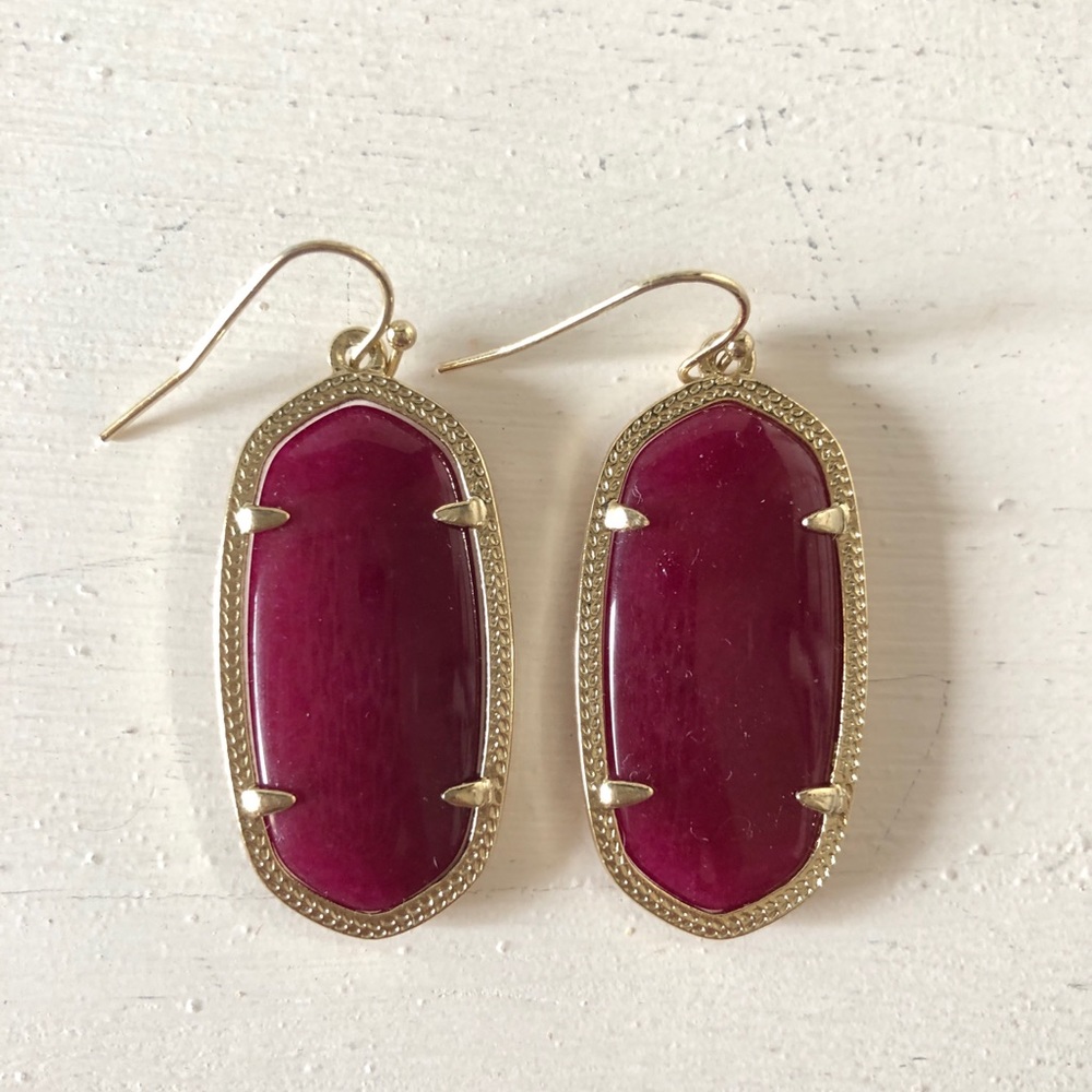 Kendra Scott Elle Gold Drop Earrings in Burgundy